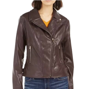 Ladies Tommy HILFIGER Size LARGE Deep Purple Pleather Moto Jacket NWOT